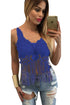 Sexy Blue Lacy Crochet Cropped Vest Top